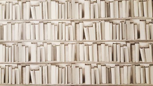 Full frame shot of books in shelves