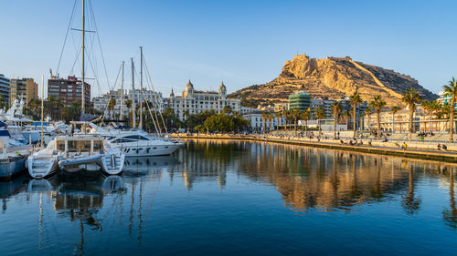 Boats in harbor