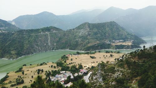 Scenic view of mountains against clear sky