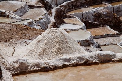 Close-up of stack of stones on land