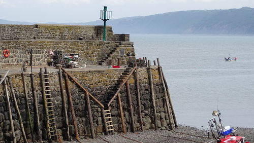 High angle view of sea against sky