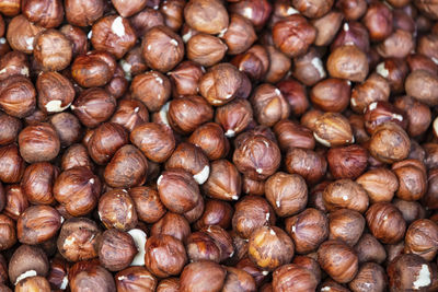 Close up hazelnuts in bulk