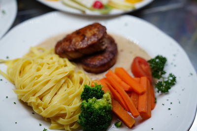 Close-up of meal served in plate