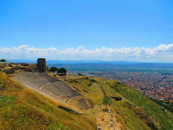 Scenic view of landscape against cloudy sky