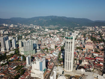 Aerial view komtar and st wembley hotel.