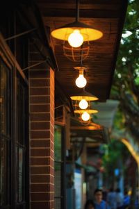 Close-up of illuminated lighting equipment