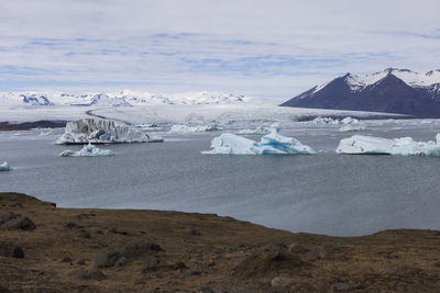 Landscape of the glacier lagoon of jokulsarlon