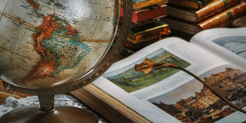 Close-up of books on table