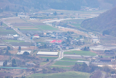 High angle view of city street
