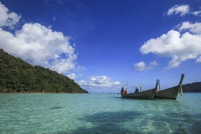 Tourist boat to snorkeling at surin islands national park, phang nga, thailand.