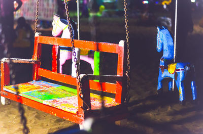 Close-up of multi colored clothes hanging