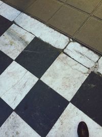 Elevated view of tiled floor