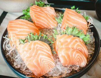 Close-up of seafood served in plate