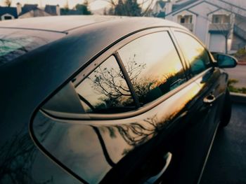 Close-up of car on side-view mirror