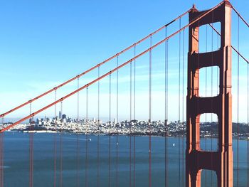 View of suspension bridge against sky