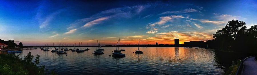 Scenic view of sea at sunset