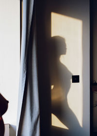 Shadow of woman on wall at home
