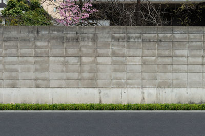 View of wall by footpath