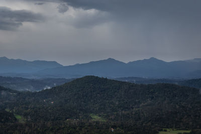 Mountain horizon with dramatic sky at morning from flat angle