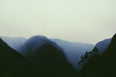 Scenic view of mountains against clear sky