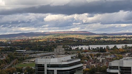 High angle view of townscape against sky