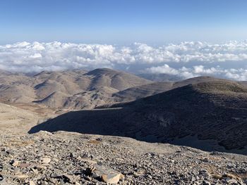 Scenic view of volcanic landscape against sky