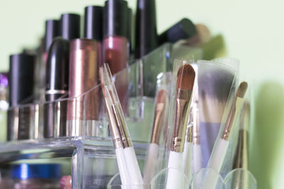 Close-up of make-up brushes 