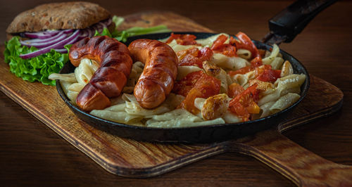 Close-up of breakfast served on table