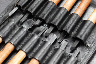 High angle view of equipment