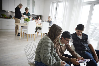 Family spending time together at home