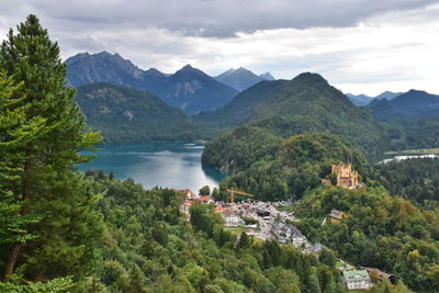 Scenic view of castle and lake in germany