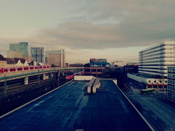 Road passing through city