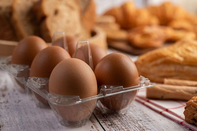 Close-up of breakfast on table