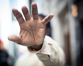 Close-up of the hand of a man