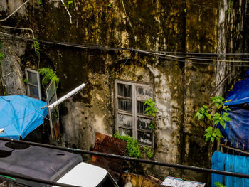 View of balcony through window