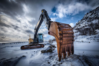 Low angle view of snow covered landscape