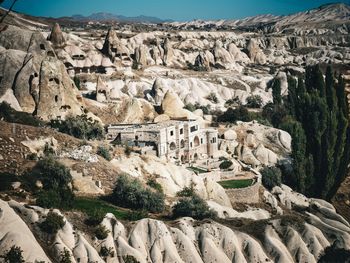 High angle view of rock formations