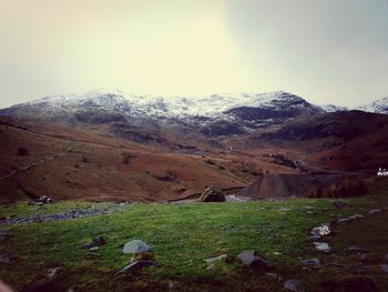 Scenic view of mountains against sky