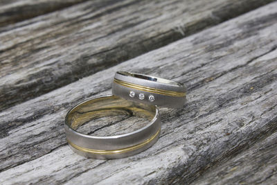 Close-up of rings on table