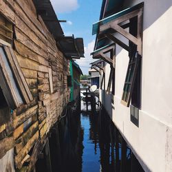 Borneo canal amidst buildings against sky