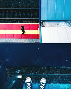 High angle view of colorful umbrella