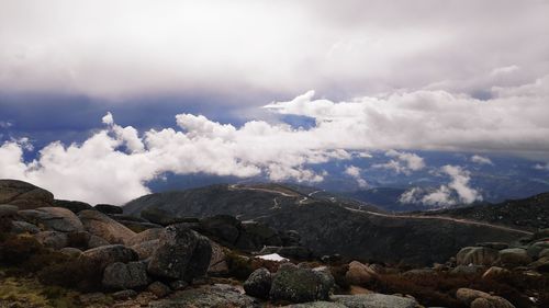 Scenic view of mountains against sky