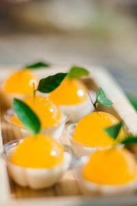 Close-up of lemon in plate