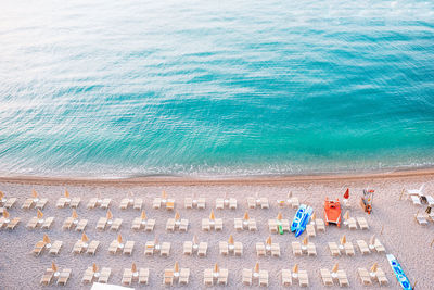 High angle view of people on beach