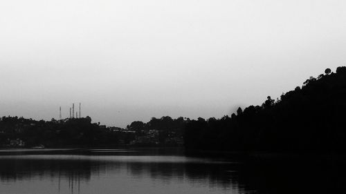 Scenic view of lake against clear sky