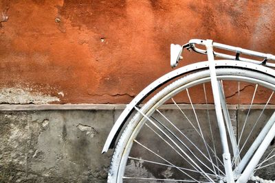 Close-up of red bicycle