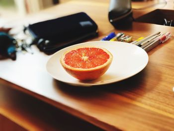 High angle view of breakfast on table