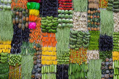 Close-up of multi colored fishing for sale in market