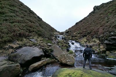 Climbing a waterfall in winter