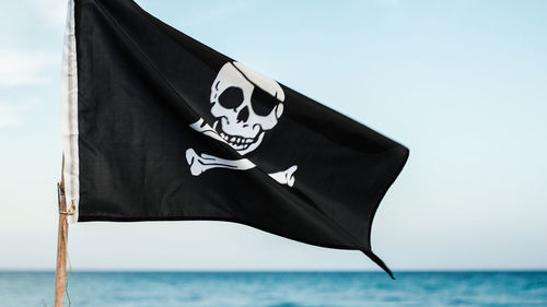 Pirates flags flutters in the wind